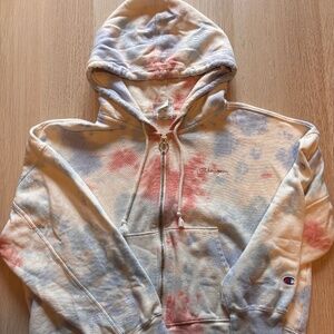 Champion Tie Dye Zip Hoodie Small Pastel Full Zip